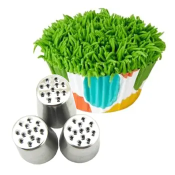 

3PC Cake Grass Cream Decoration Tips Set Nozzle Cupcake Head Cake Decorating Tools Pastry Tools Stainless Steel Piping Icing