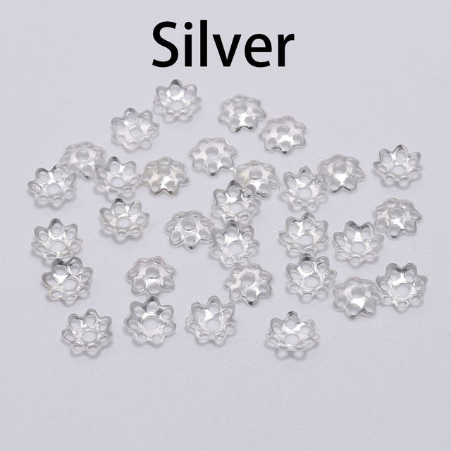 6mm Hollow Flower Findings Cone End Beads Cap Filigree Loose Spacer Bead For DIY Jewelry Finding Making Accessories