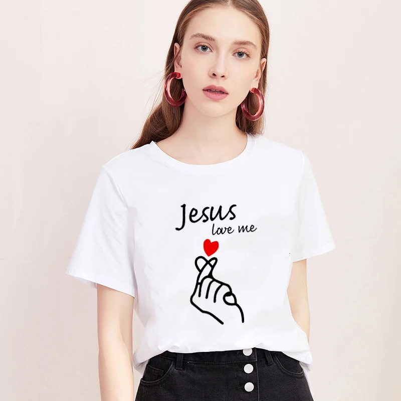 Jesus Love me, принт Харадзюку, женская футболка, новинка, футболка с круглым вырезом и коротким рукавом, футболка с надписью Love of letter, белые топы, женская одежда