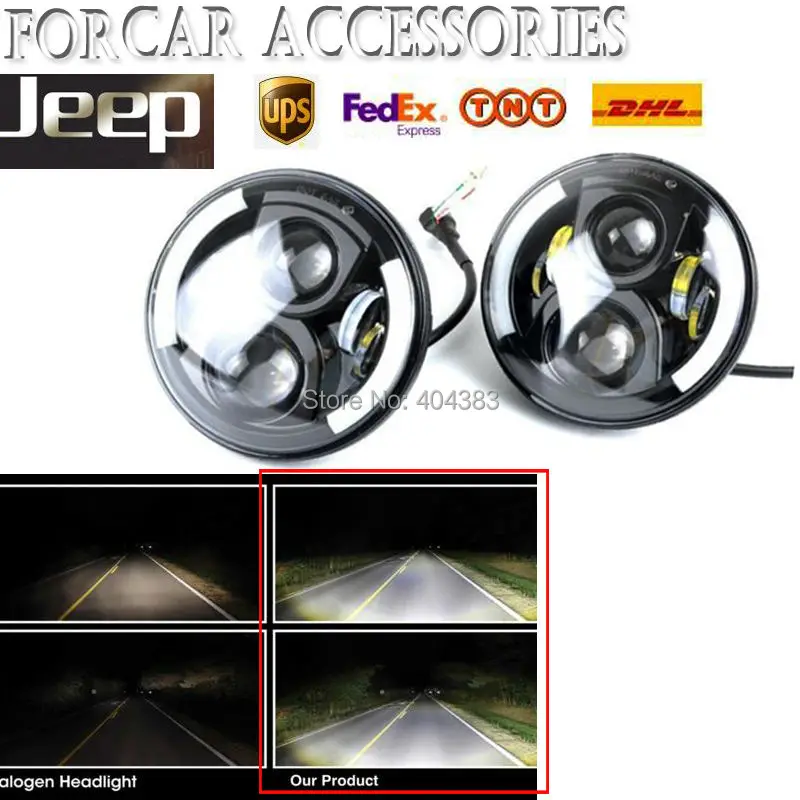 

fast shipping Car Accessories 2PCS 7" Round 47.5W Cree LED Driving Light Headlights Turn Signal Light Lamp for Jeep Wrangler
