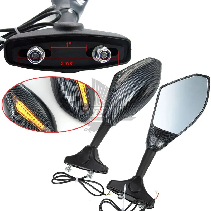 Universal Fit Racing Motorcycle Rearview Blinker Indicator Carbon Side
