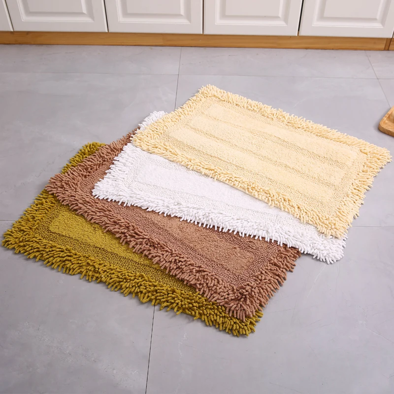 cheap Chenille Cotton Floor Mat Mattress Non slip Bedside Doormat Bath Mats Strip Foot Pad Toilet Rugs Water Absorption Kitchen Carpet