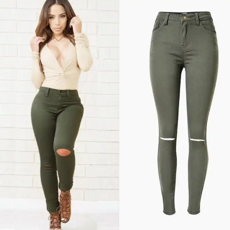 green jeans outfit women's