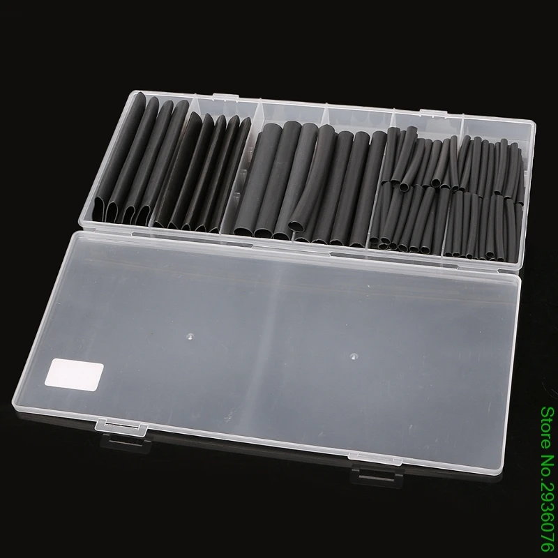 

New 142PCS 3:1 Black Polyolefin Heat Shrink Tubing Tube Kit 6 Sizes 3.2-19.1mm Drop Shipping