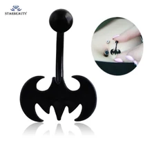 14G Новая женская обувь в стиле панк, «летучая мышь» и «Супермен» кольца для пупка живота пирсинг в форме гантели ювелирные изделия Для мужчин Нержавеющая сталь пирсинг пупка
