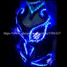 Led Luminous Sexy Lady Crystal Evening Dress Women Dance DS Costume Led Light Illuminate Stage Clothes Dance Wear Free Shipping