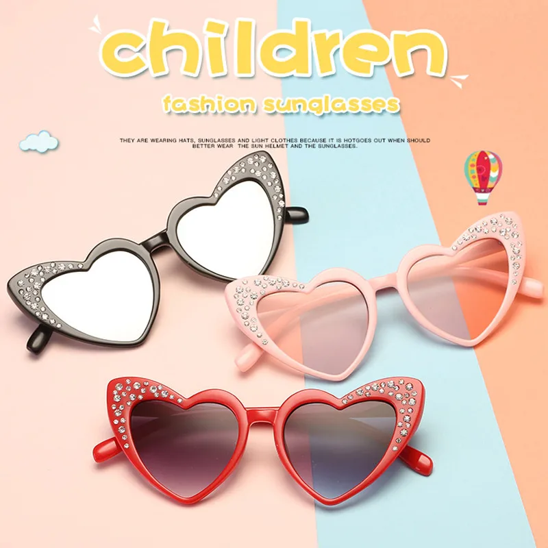 

KOTTDO 2018 new children's glasses Rrend rhinestone love sunglasses boys and girls UV400 outdoor sports sunglasses
