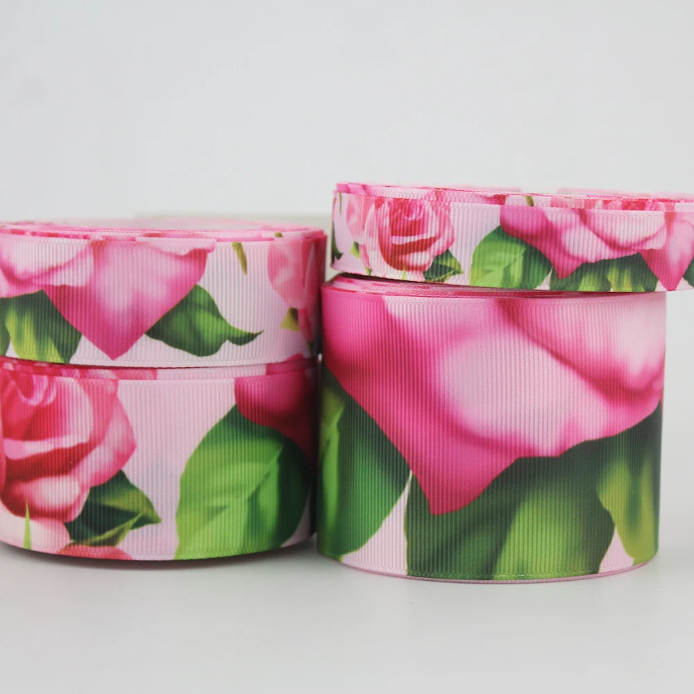 pink rose ribbon flowers grosgrain (1)