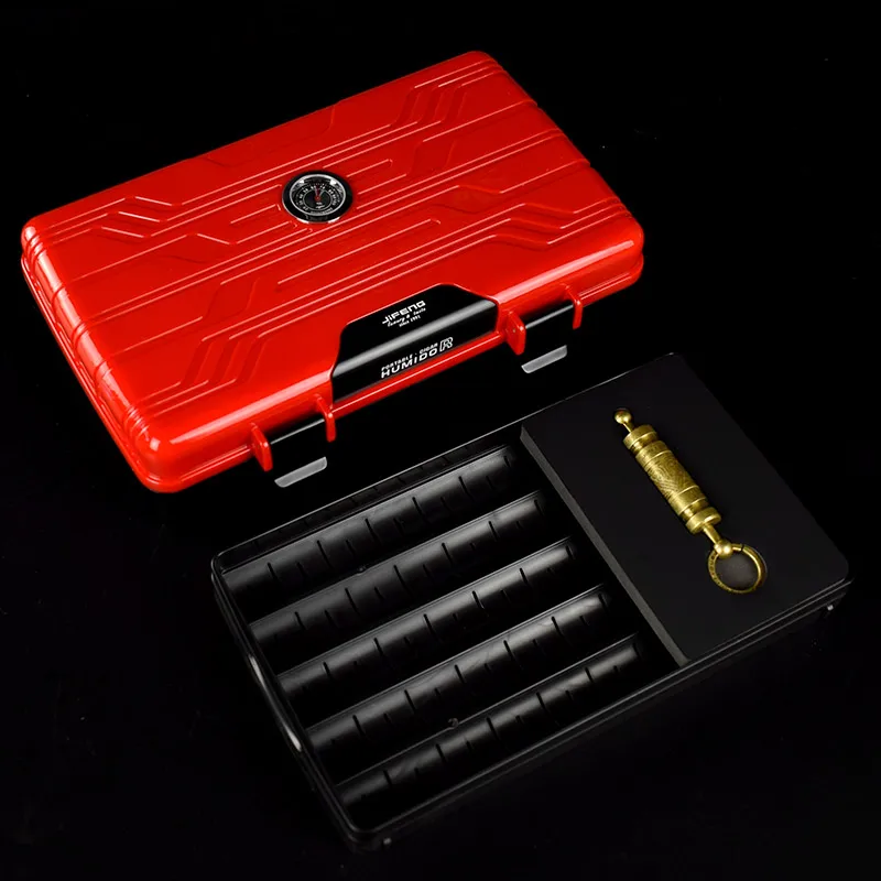JiFENG Gold / Red Travel Cigar Humidor Case For Cigars Multifunction