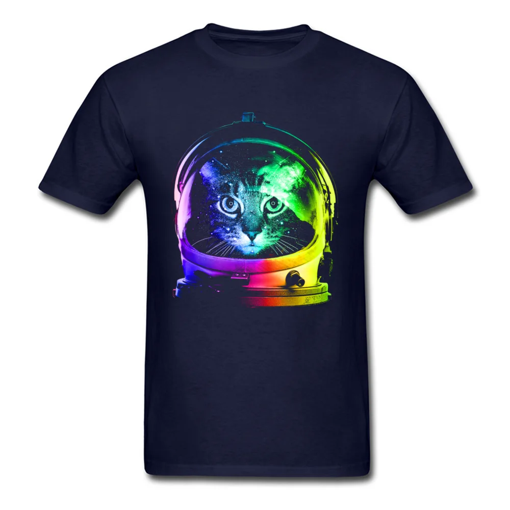 3D Printed Astronaut Cat Tops Tees for Men Funny Summer Round Neck Cotton Short Sleeve T Shirt Crazy Sweatshirts Astronaut Cat navy