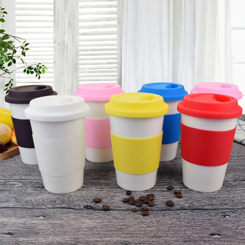 

High Temperature Resistant and Antiskid Resistance Silica Gel Sleeve Ceramic Mug Single Layer Ceramic Cup Belt Cover Travel Mug