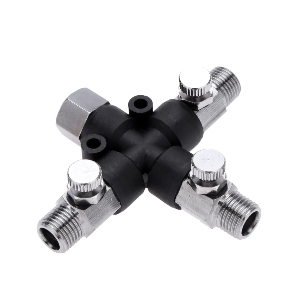 3-Way Airbrush Air Hose Splitter Manifold Airbrush Accessories Multi Use aerografo Airbrush Fittings 1/8" with Adjust Knob Valve