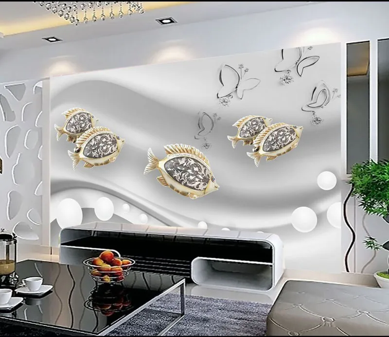 8d mordern обои настенное украшение Наклейки для детской комнаты и гостиной 8d рыба фотообои 3D декор настенные наклейки искусство