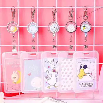 

1 Pcs Cute Cartoon Duck Animals Retractable Badge Card Holder Nurse Doctor Key ID Name Card Badge Holder School Office Supplies