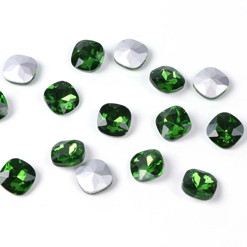 10 шт. кристаллы для ногтей Стразы AB драгоценные камни амулеты квадратный алмазный камень украшение Блеск маникюрные аксессуары инструменты BE823 - Цвет: Dark Green