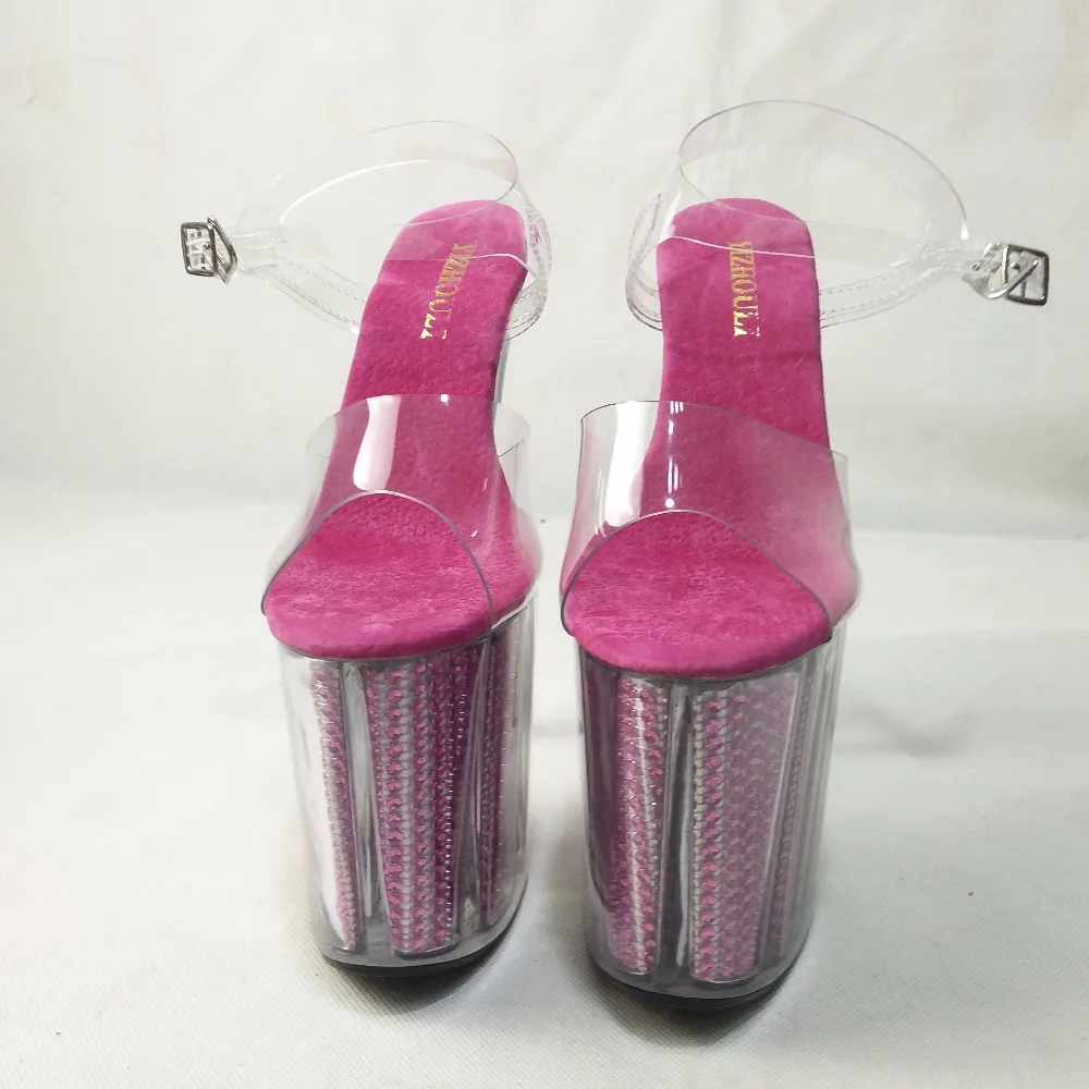 New sexy gladiator style 20 cm high heels, transparent platform sandals, 8 inch dancing shoes