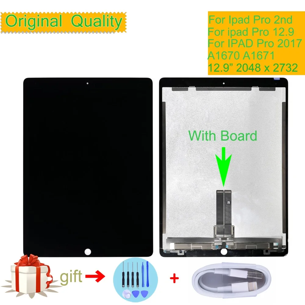 

ORIGINAL For Apple iPad Pro 12.9 2nd 2017 LCD Display Touch Screen Digitizer Assembly A1670 A1671 A1821 LCD With Board Complete