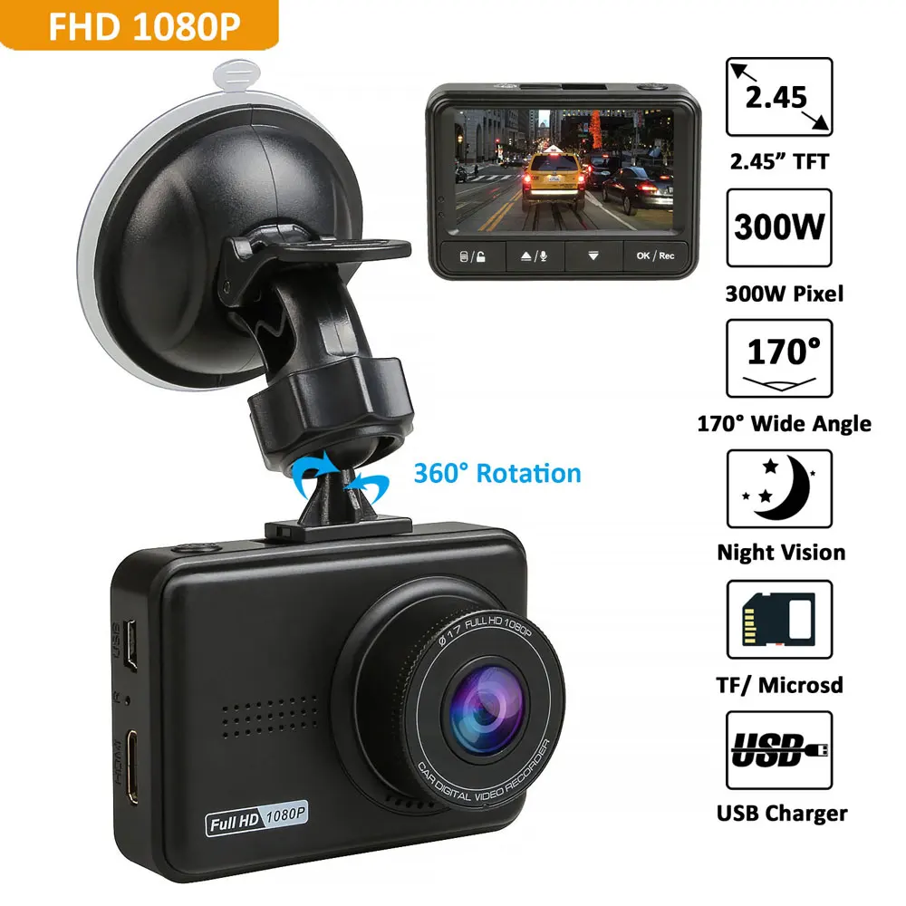 Автомобильный видеорегистратор Камера novatek + SONY IMX 323 объектив 170 градусов Full HD 1080 P