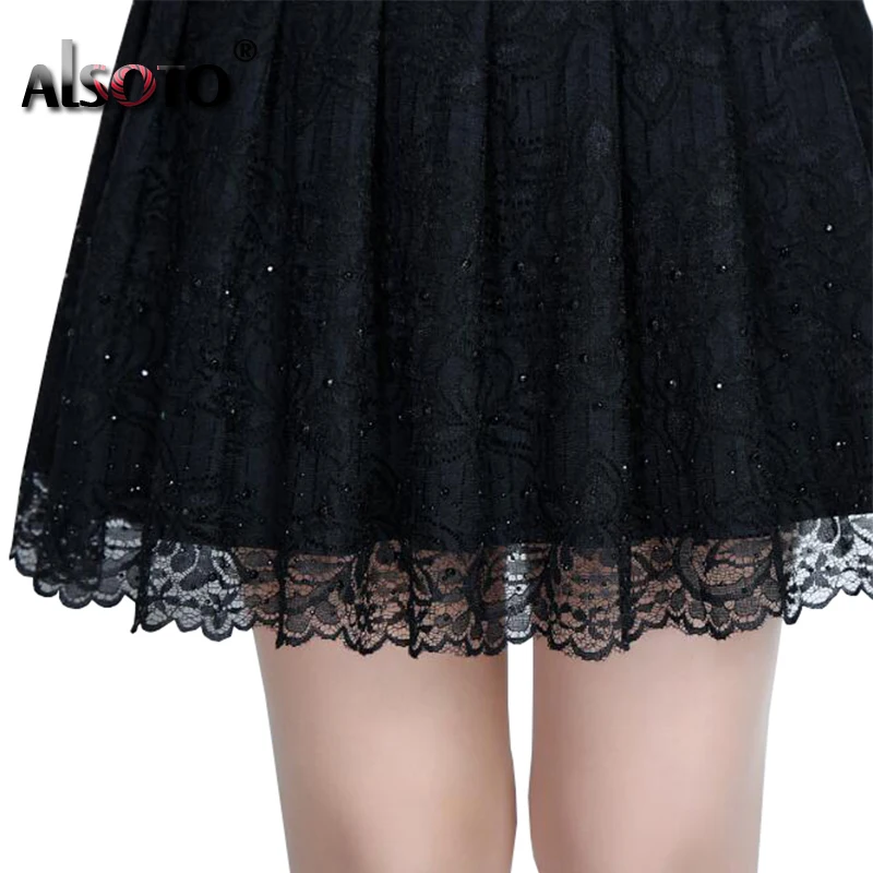 Женская кружевная мини юбка А силуэта однотонная|mini pleated skirt|pleated skirtskirts for girls |