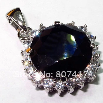 

SHUNXUNZE Promotion Engagement Wedding pendants charms christmas for Jewelry Women Dark blue Cubic Zirconia Rhodium Plated R143