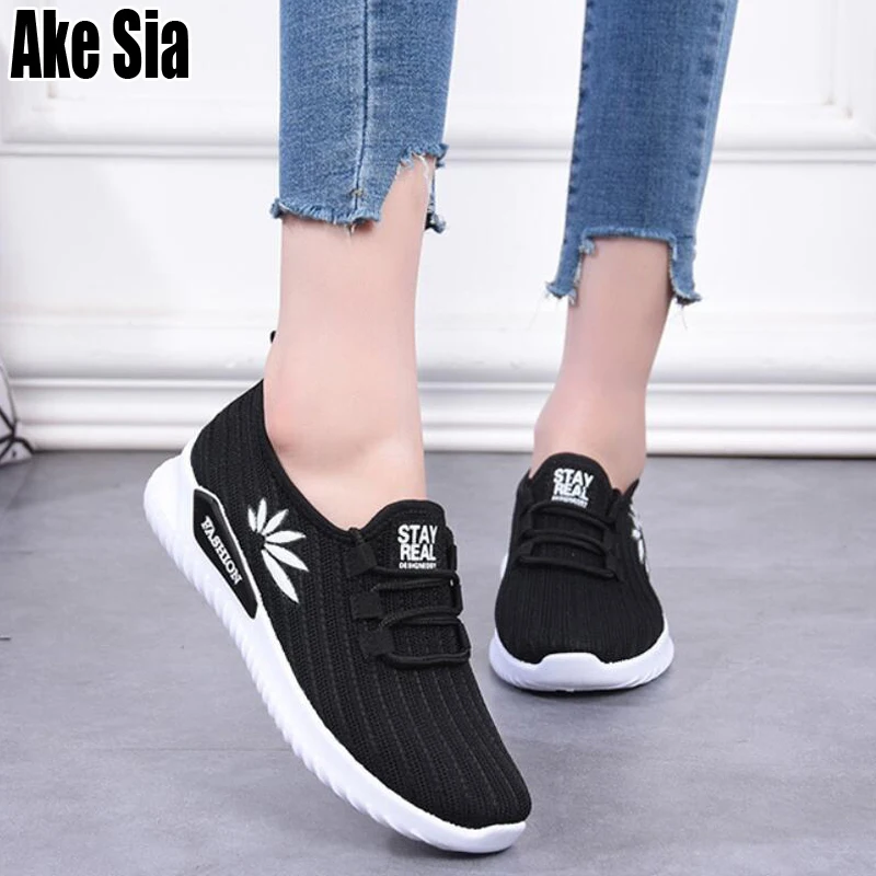 Ake Sia/Женская обувь модные вязаные сетчатые туфли на шнуровке Zapatillas прогулочная