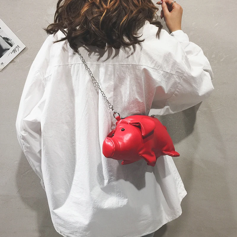 Carino Cuoio Delle Femminile Catena Il Della Crossbody Del bianco Spalla Modo Mini Borsa rosso Maiale Elaborazione Sacchetto Stile Di Messaggero Dell'unità Bol grigio Nero Flap Signore Bolsa rpwfrx