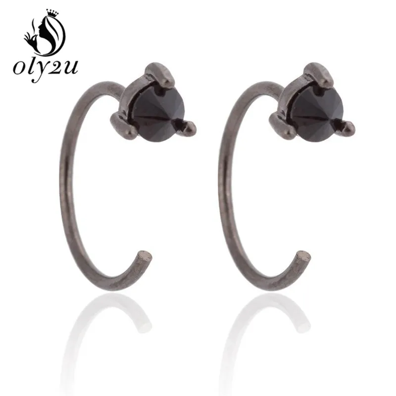 Oly2u Small funk Gift Brincos Fashion Crystal Earrings Simple Retro Ear