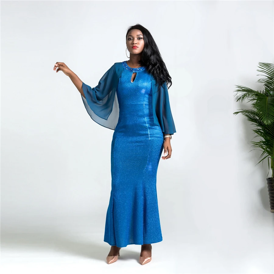 GuyuEra/Новое поступление, платье в африканском стиле для женщин, без рукавов, Сетчатое ажурное платье с хвостом, элегантное платье, большие размеры, L-XXL