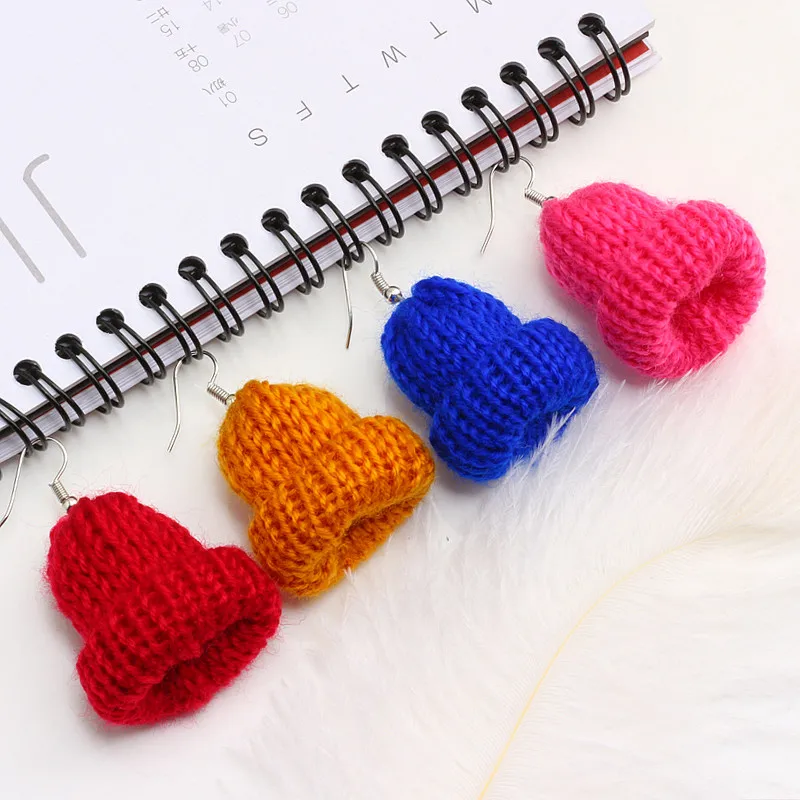 

Multicolor Fashion Knitted Woolen Hat Earrings Colorful Dangle 1 Pairs Pendants Drop Earrings for Women Decorating Jewelry Gifts