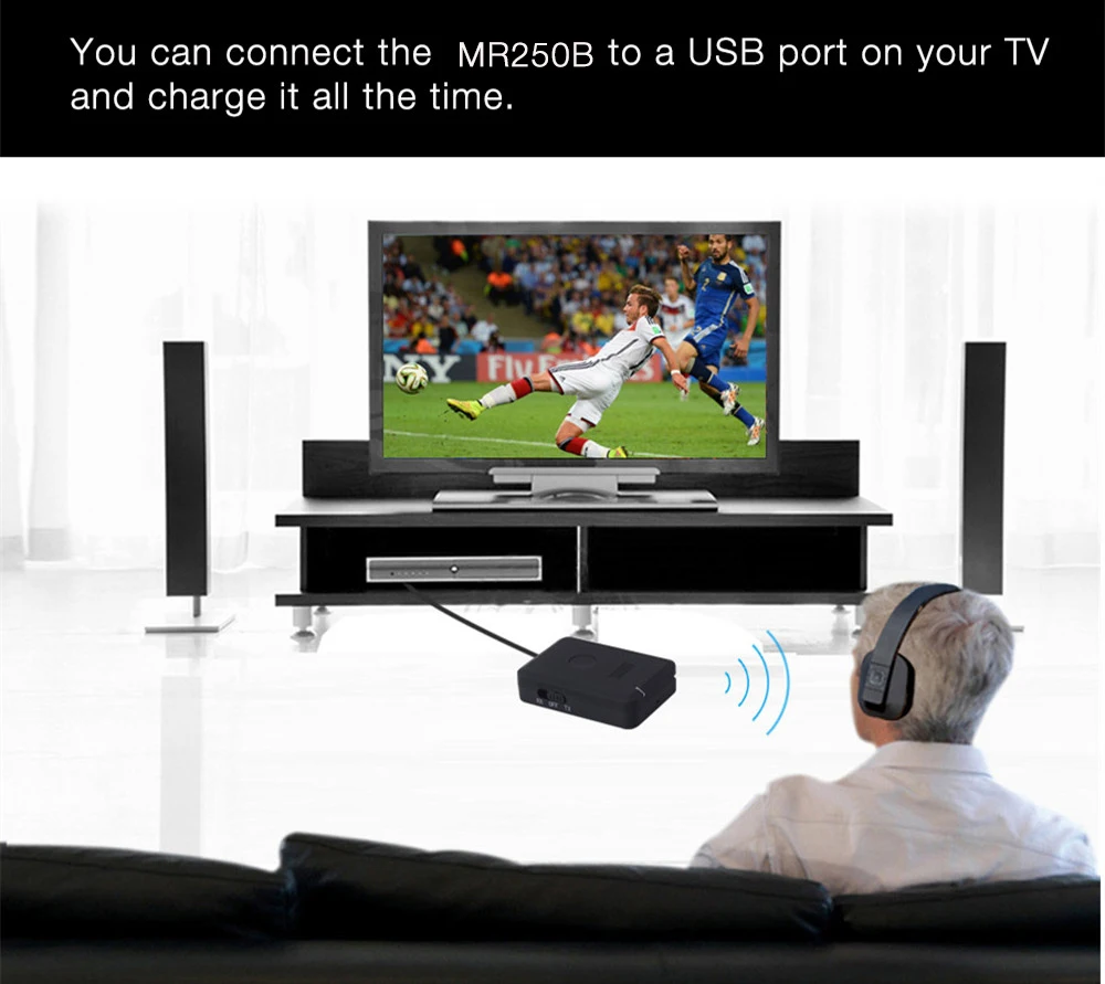 August MR250 apt-X Low Latency Wireless Bluetooth Transmitter for tv 