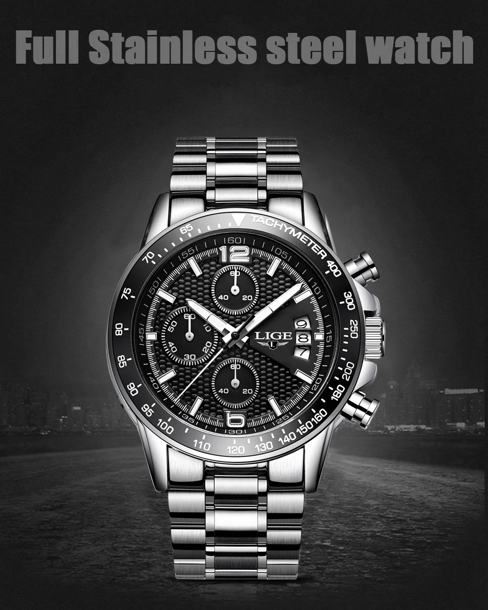 Мужские часы LIGE, мужские часы, Топ бренд, роскошные полностью стальные бизнес Кварцевые повседневные водонепроницаемые спортивные часы, мужские часы+ коробка