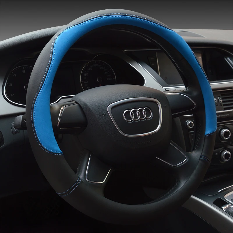 

KKYSYELVA Four seasons universal anti-wrinkle anti-skid round microfiber leather steering wheel cover for 99% of models