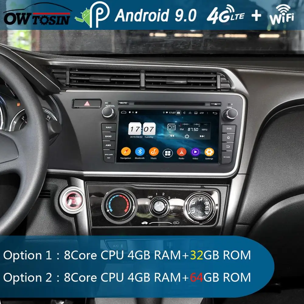 Excellent 8" IPS 1920*1080 8 Core 4GB RAM+64GB ROM Android 9.0 Car DVD Player For Honda CITY 2014 RHD/Left DSP Radio GPS Parrot BT Adas 2