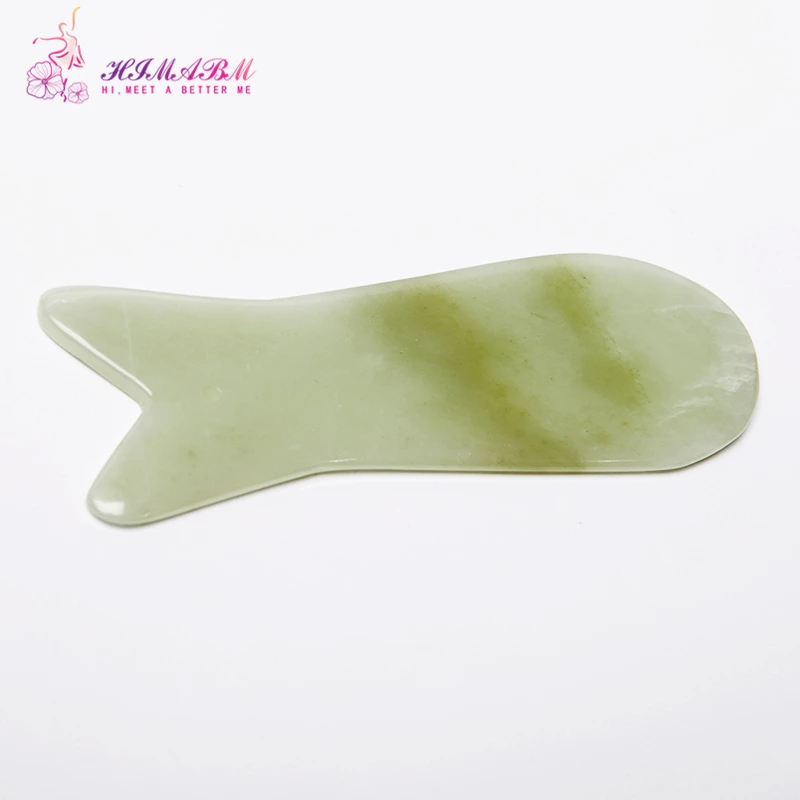 Natural light green jade small size fish shape guasha board massage tool facial treatment scraping tool for body health care Natural light green jade small size fish shape guasha board massage tool facial treatment scraping tool for body health care