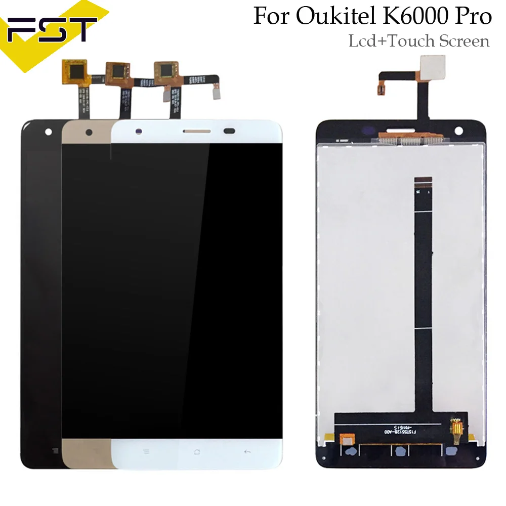 Black/White/Gold 100% Test 1PCS For Oukitel K6000 Pro LCD Display and Touch Screen Digitizer Assembly Free Shipment+Tools