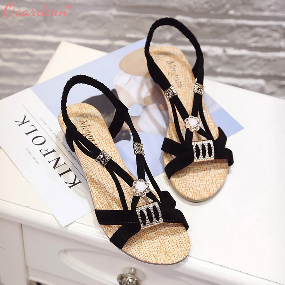 

2018 Women Wedges Shoes Bohemia Beaded Leisure Lady Sandals Peep-Toe Outdoor Shoes Sandalia Feminina Beach Buty Shoes