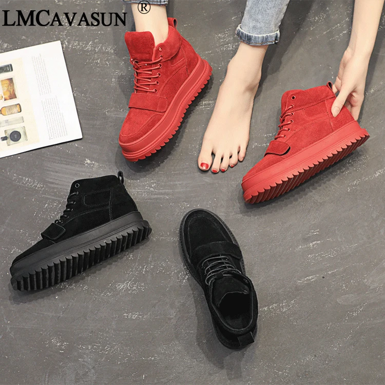 

LMCAVASUN Natural Wool Female Winter Shoes Warmest Genuine Leather Handmade Female Winter Snow Boots