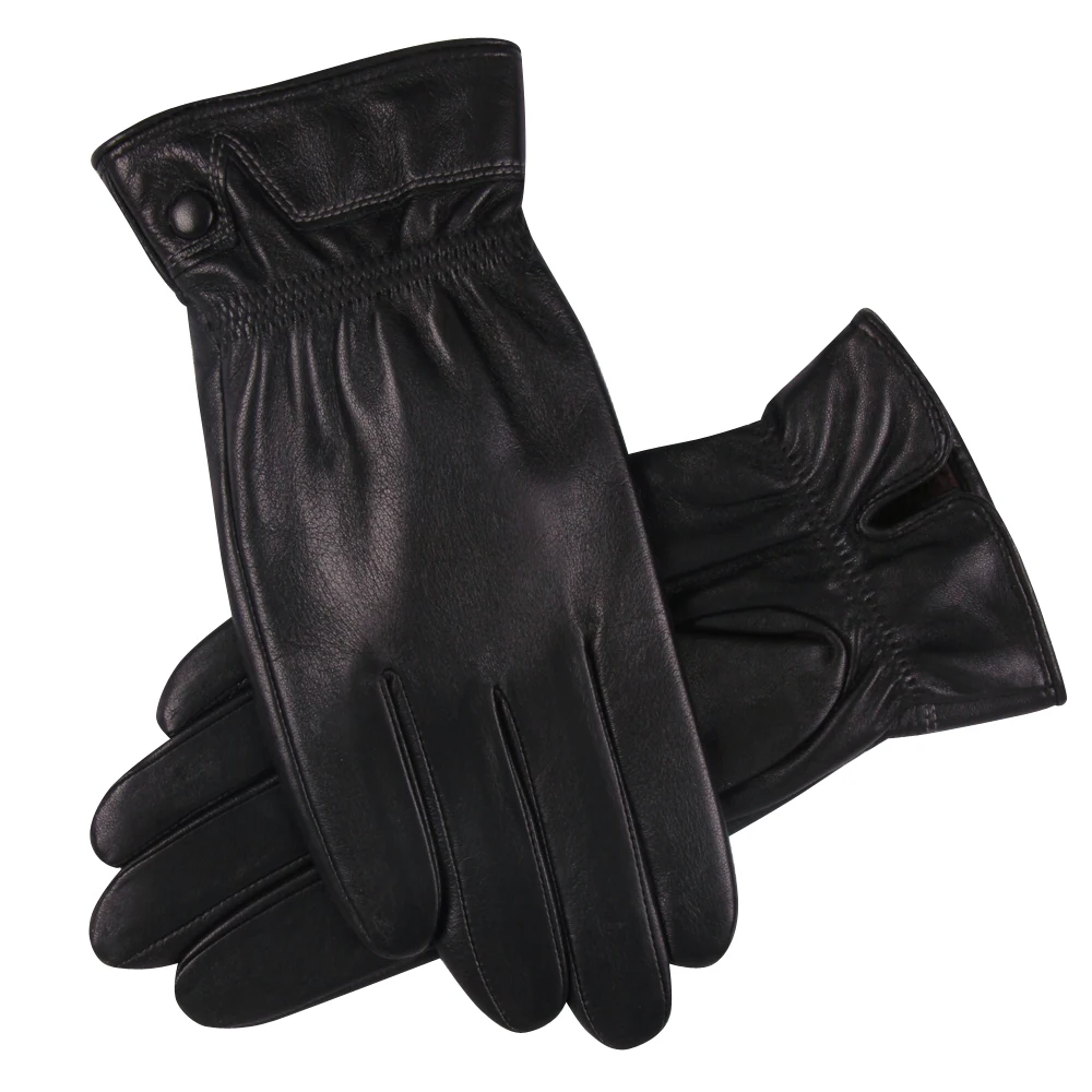 Genuine Leather Gloves Male Autumn Winter Plus Velevet Fashion Driving Thicken Keep Warm Touch Screen Sheepskin Gloves M18010NC-