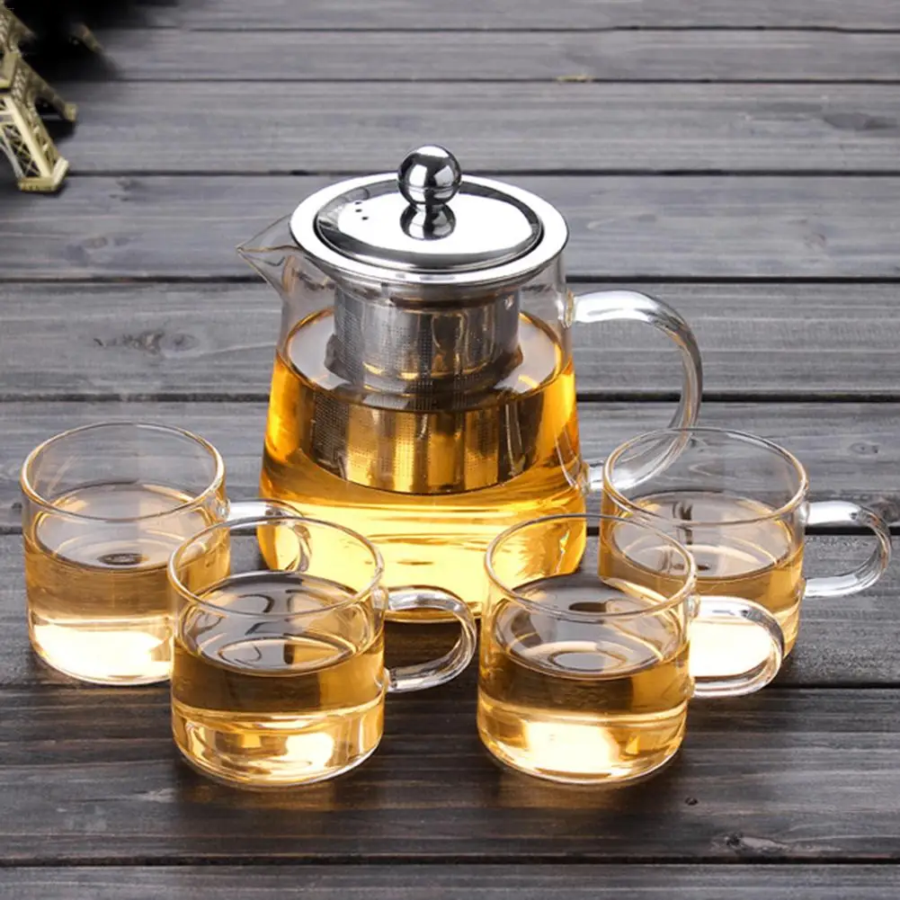 Высококачественный термостойкий стеклянный чайник, заварочный чайник Набор пуэр чайник-кофейник удобный с отделением для заварки дома