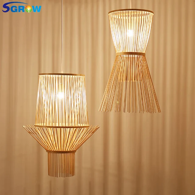 Sgrow Hand Made Bamboo Pendant Lights With E27 Bulb Indoor Lighting Sgrow Hand Made Bamboo Pendant Lights With E27 Bulb Indoor Lighting Fixtures For Dinning Room Loft