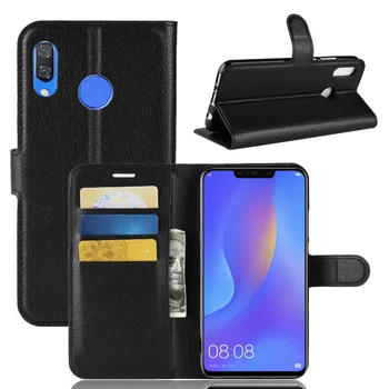 

30pcs/lot Card Slot Ultra Thin Litchi Skin Wallet Leather Case with Stand For Huawei P Smart Plus Nova 3i