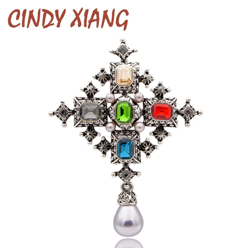 Женская Брошь с кристаллами CINDY XIANG винтажная разноцветная брошь и жемчугом