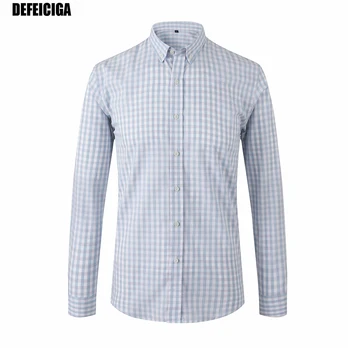 

2019 DEFEICIGA New Arrival Plaid Men Dress Shirt Long Sleeve Business Office Shirt Male Cotton Brand Clothing Shirt Man 008