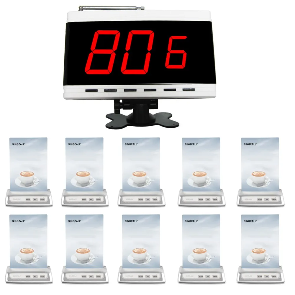 

SINGCALL.restaurant wireless calling system coffee shop table calling customer service 1 receiver 10 guest paging with 3 keys