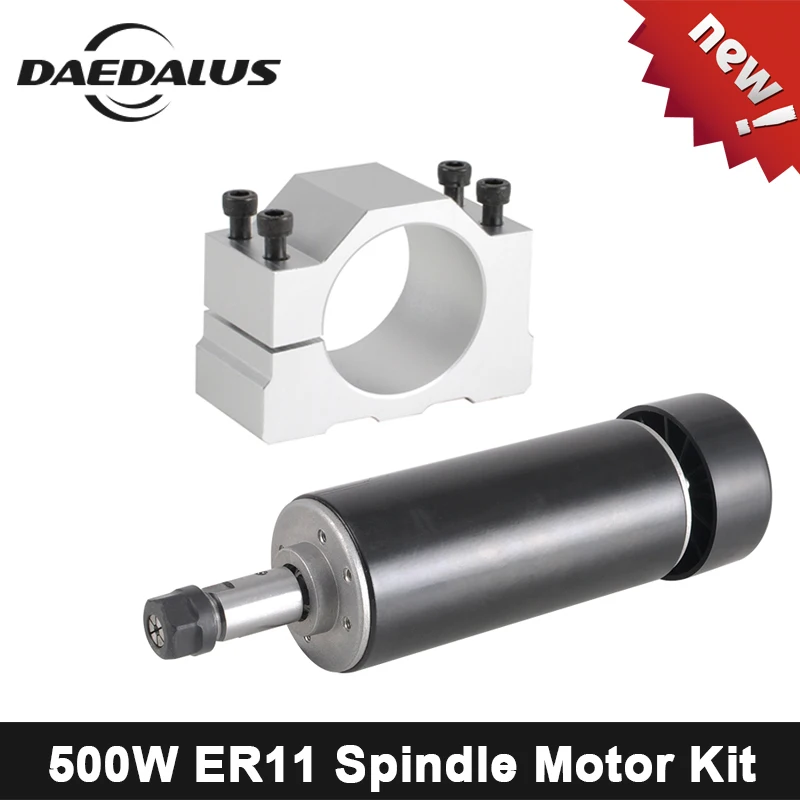 

DC 0.5KW CNC Air Cooled Spindle Motor 500W CNC Spindle Motor Wood Router ER11 Collet + 52MM Clamp For Engraved Milling Machine