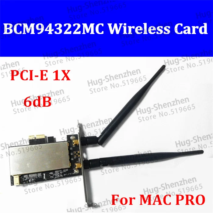 

For MACPRO 06-12 BCM94322MC 2.4G 5G PCI-E 1X Dual-band wireless network card WLAN Card with 6dB Antenna