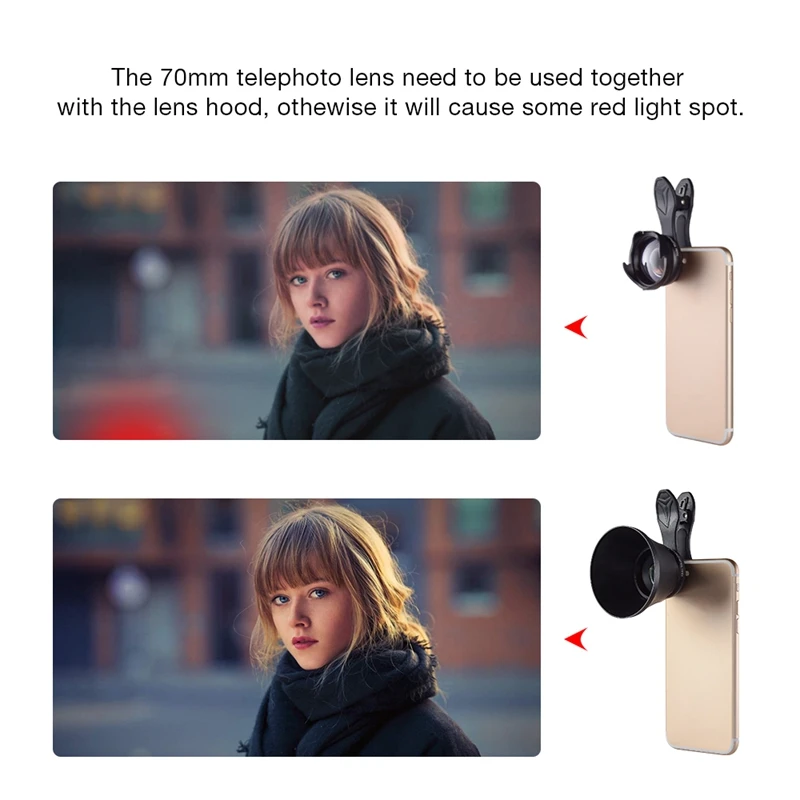 Apexel, профессиональная линза для телефона 2.5X Hd Slr Telefon телескоп объектив боке портрет для iPhone 6S/7 Xiaomi еще смартфон 70 мм