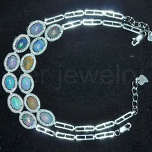 Опаловый браслет, браслет,, натуральный опал, серебро 925 пробы, 0.3ct* 6 шт для мужчин или женщин, ювелирные изделия# BL16062301