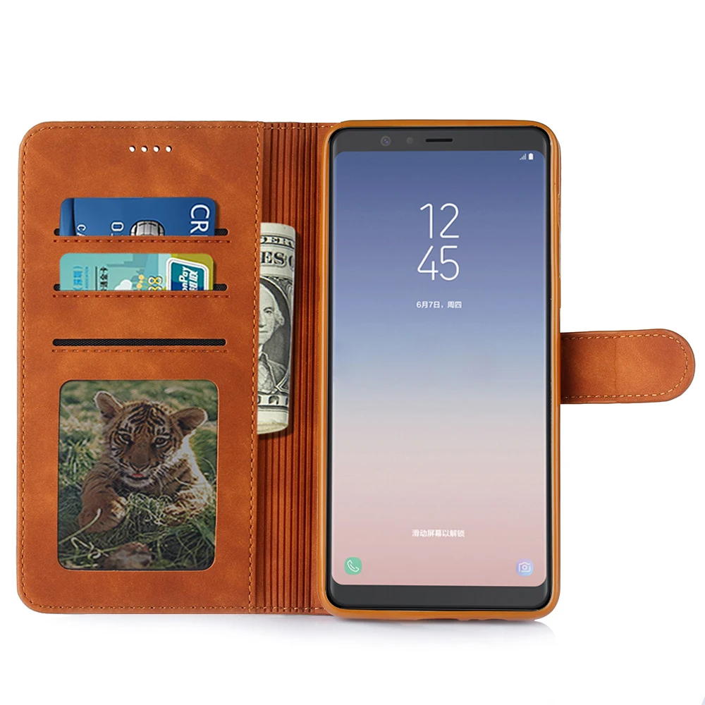 Роскошный кожаный магнитный флип чехол для Samsung Galaxy A8 + 2018 кошелек держатель карт