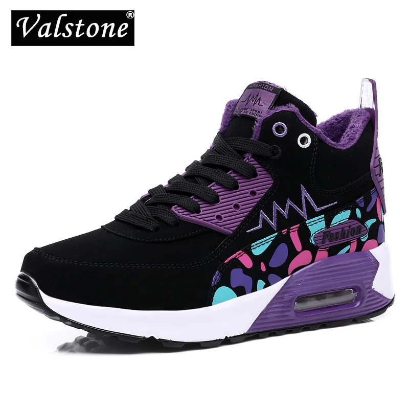 

Valstone Winter Women Casual Shoes Fashion lady Purple Sneakers Breathable Walking Shoes Lace Up Flat high-top Shoes free ship